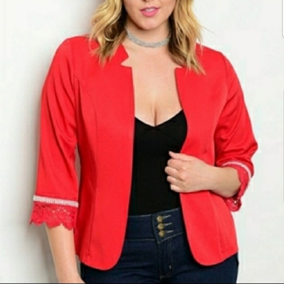 Open front blazer red 3/4 sleeve NWT plus size - Picture 4 of 5